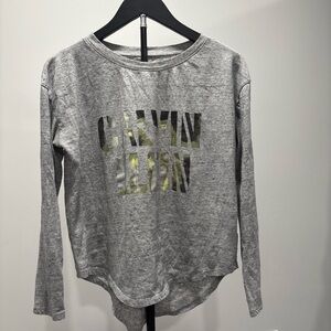 Calvin Klein Jeans Heather Gray Long Sleeve Top